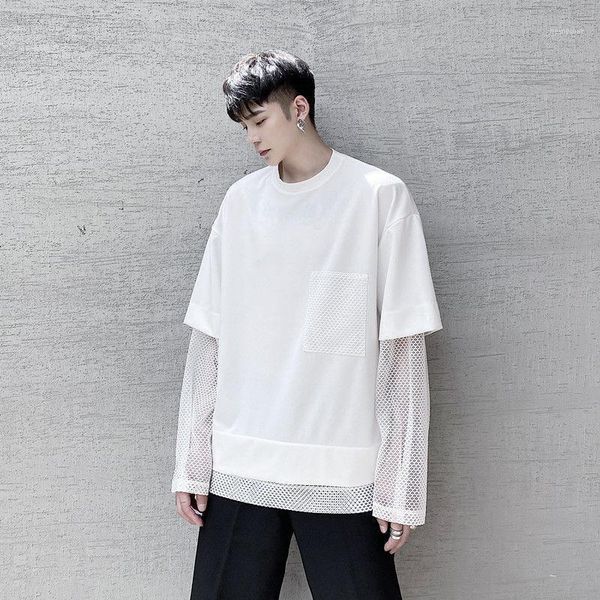 iefb / men's wear black white round neck fake two-piece long sleeve mesh stitching fashion all-match oversize 9y38241, White;black
iefb / men's wear black white round neck fake two-piece long sleeve mesh stitching fashion all-match oversize 9y38241, White;black