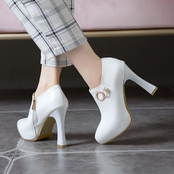 concise patent leather ankle boots for women zipper short boots fashion women's shoes high heels white red party shoes woman, Black
concise patent leather ankle boots for women zipper short boots fashion women's shoes high heels white red party shoes woman, Black