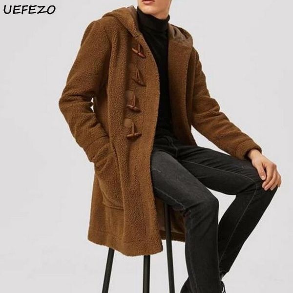 cycincos men solid fleece jacket men parka autumn winter long windbreaker jacket warm hooded double fleece coat with horn button, Black
cycincos men solid fleece jacket men parka autumn winter long windbreaker jacket warm hooded double fleece coat with horn button, Black