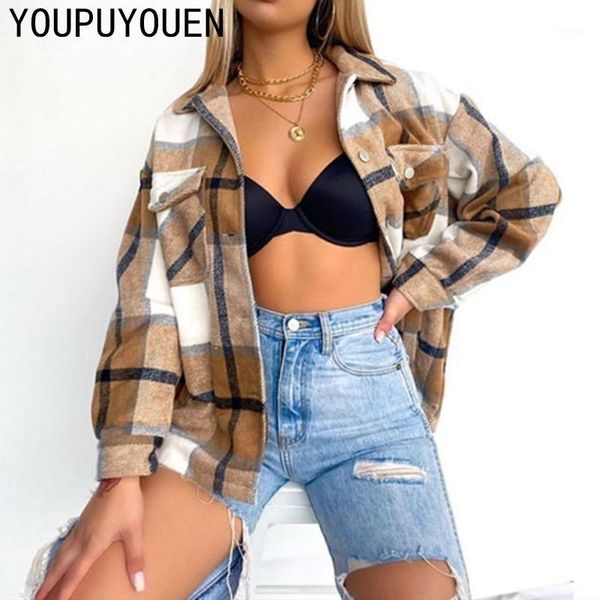 autumn winter streetwear casual wool jacket fashion check pocket button plaid coat women long sleeve loose clothes outwear1, Black;brown
autumn winter streetwear casual wool jacket fashion check pocket button plaid coat women long sleeve loose clothes outwear1, Black;brown