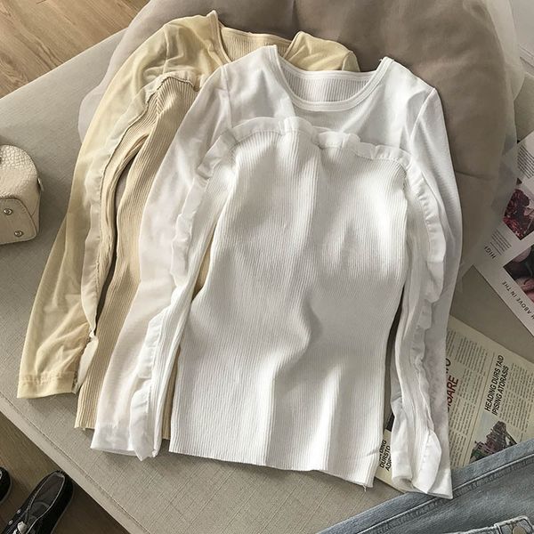fine mesh stitching wooden ear ee elastic for women to show thin and versatile tight t-shirt t-shirt and fashionable new casual style 7.10, White;black
fine mesh stitching wooden ear ee elastic for women to show thin and versatile tight t-shirt t-shirt and fashionable new casual style 7.10, White;black
