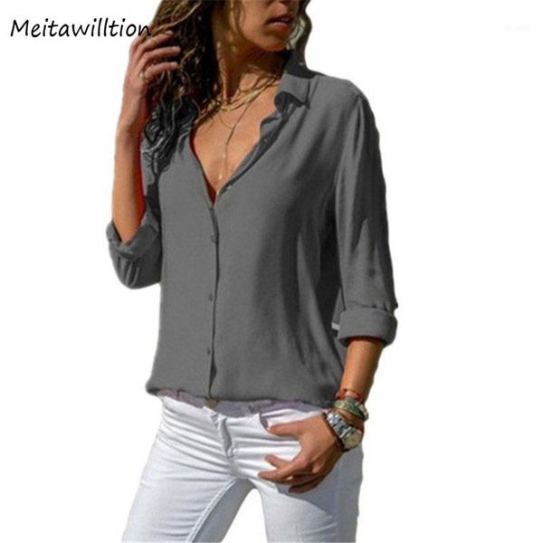 2020 women chiffon blouses shirts ladies office casual solid v-neck long sleeve loose shirt plus size1, White
2020 women chiffon blouses shirts ladies office casual solid v-neck long sleeve loose shirt plus size1, White