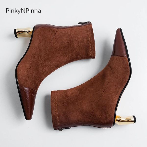 boots luxury women fashion ankle vintage back zip metallic high heels cowhide leather flock suede office dress party booties1, Black
boots luxury women fashion ankle vintage back zip metallic high heels cowhide leather flock suede office dress party booties1, Black