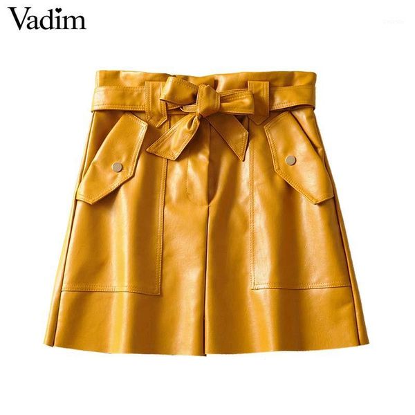 vadim women chic pu leather skirt bow tie belt pockets zipper a line female yellow stylish casual skirts mujer ba7921, Black
vadim women chic pu leather skirt bow tie belt pockets zipper a line female yellow stylish casual skirts mujer ba7921, Black