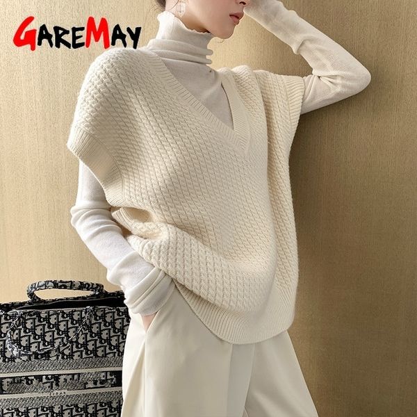 autumn winter knitted vest female office women's oversize vest vintage with v neck knitting sleeveless sweater knitwear y201128, White;black
autumn winter knitted vest female office women's oversize vest vintage with v neck knitting sleeveless sweater knitwear y201128, White;black