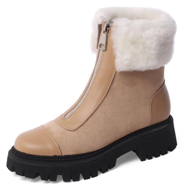 boots winter chunky heels thick soled warm snow platform round toe zipper shoes genuine leather handmade women, Black
boots winter chunky heels thick soled warm snow platform round toe zipper shoes genuine leather handmade women, Black