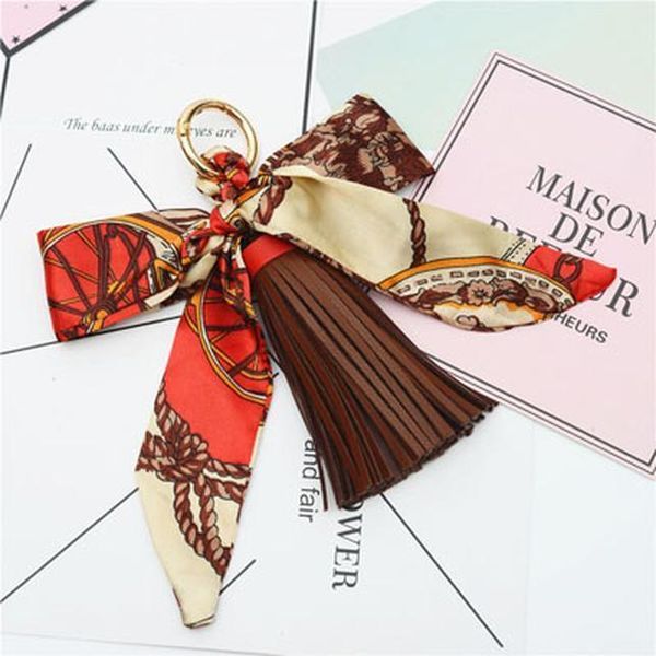 Cute Bow Knot Keychain With Pu Leather Tassels For Bag Car Ornaments Key Ring Charm Laveros Porte Clef Key Chain Jewelry H Bbypid