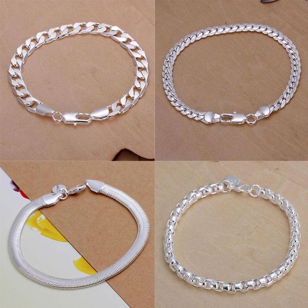 link, chain 5 style silver color bracelet men women classy design for punk jewelry, Black
link, chain 5 style silver color bracelet men women classy design for punk jewelry, Black