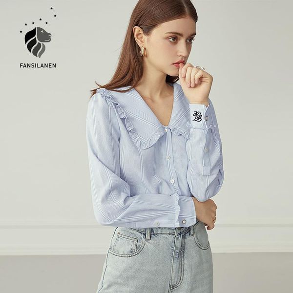 women's blouses & shirts fansilanen vintage ruffle blue striped blouse shirt women long sleeve casual white female print elegant office
women's blouses & shirts fansilanen vintage ruffle blue striped blouse shirt women long sleeve casual white female print elegant office