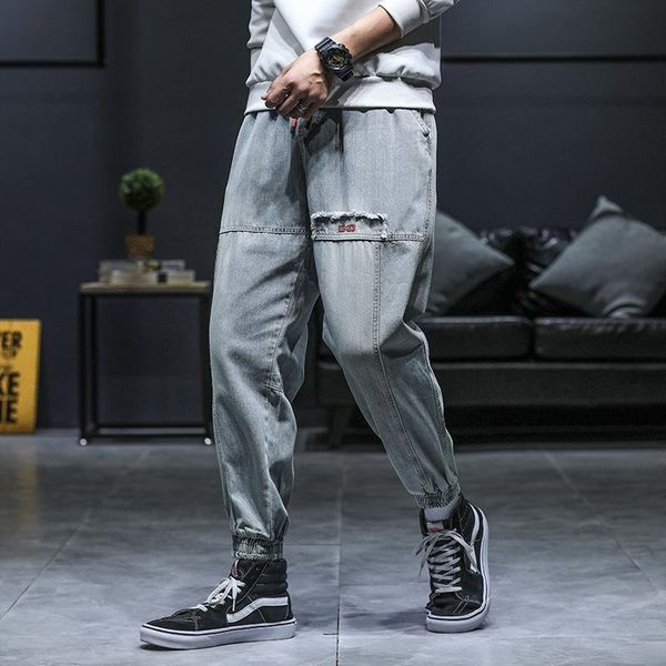 men's jeans logo beam foot men loose wide-legged haroun pants han edition nine points joker ins overalls, Blue
men's jeans logo beam foot men loose wide-legged haroun pants han edition nine points joker ins overalls, Blue
