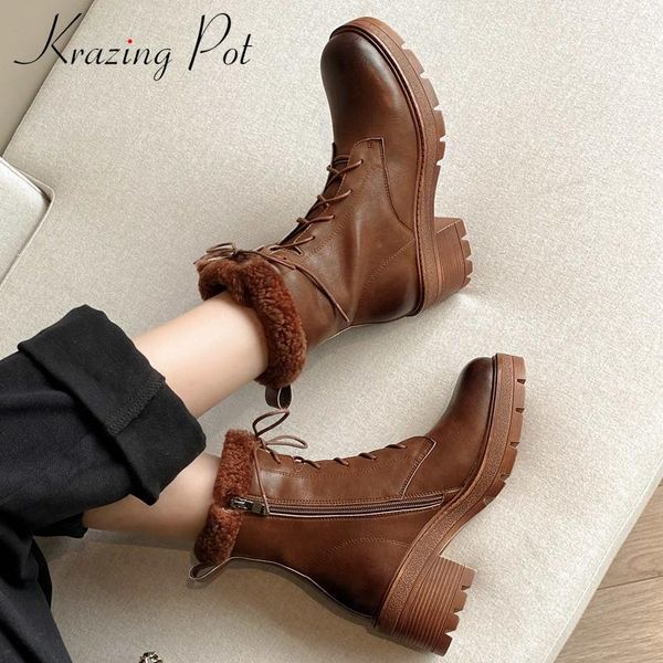 krazing pot snow boor natural leather vintage classic colors round toe thick high heel zipper winter warm maiden ankle boots l37, Black
krazing pot snow boor natural leather vintage classic colors round toe thick high heel zipper winter warm maiden ankle boots l37, Black