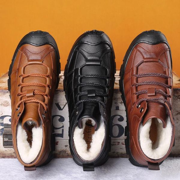 men winter wool snow boots lace-up men boots retro shoes men outdoor waterproof snow boots, Black
men winter wool snow boots lace-up men boots retro shoes men outdoor waterproof snow boots, Black