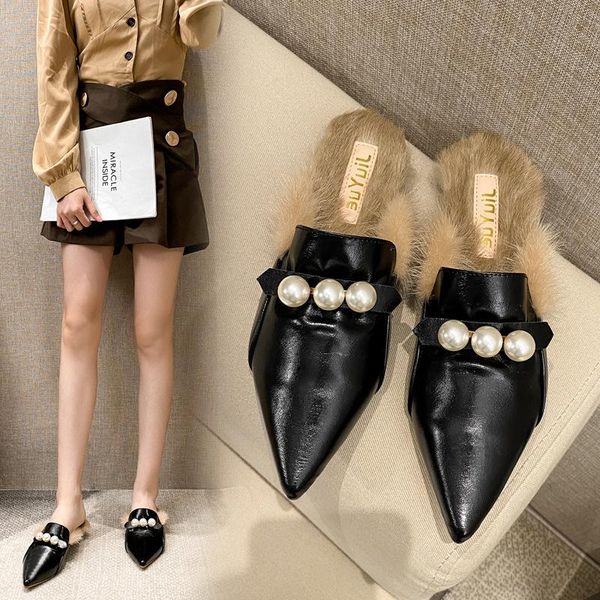 pointed toe slippers casual shoes low fur flip flops slipers women slides luxury plush flat 2021 hoof heels basic rome fashion r, Black
pointed toe slippers casual shoes low fur flip flops slipers women slides luxury plush flat 2021 hoof heels basic rome fashion r, Black