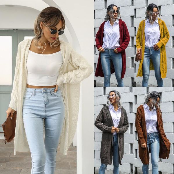 women's knits & tees 2021 european and american fall/winter fashion casual long hooded sweater twist coat cardigan, White
women's knits & tees 2021 european and american fall/winter fashion casual long hooded sweater twist coat cardigan, White