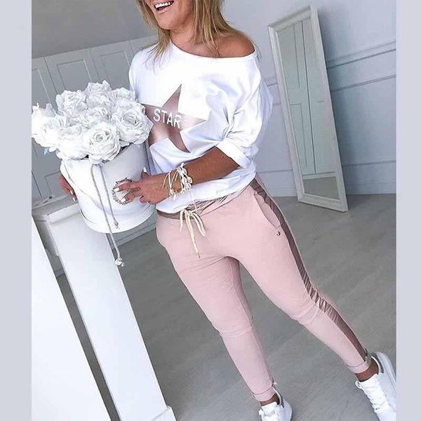 women two piece long sleeve mujer two piece set and pants sets star print women clothes drawstring design long pant set, Gray
women two piece long sleeve mujer two piece set and pants sets star print women clothes drawstring design long pant set, Gray