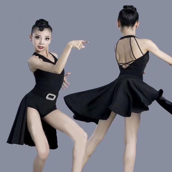 kids latin dance dress new open back dress with belt black dance skirt children sleeveless performance girl practice clothes 520, Black;red
kids latin dance dress new open back dress with belt black dance skirt children sleeveless performance girl practice clothes 520, Black;red
