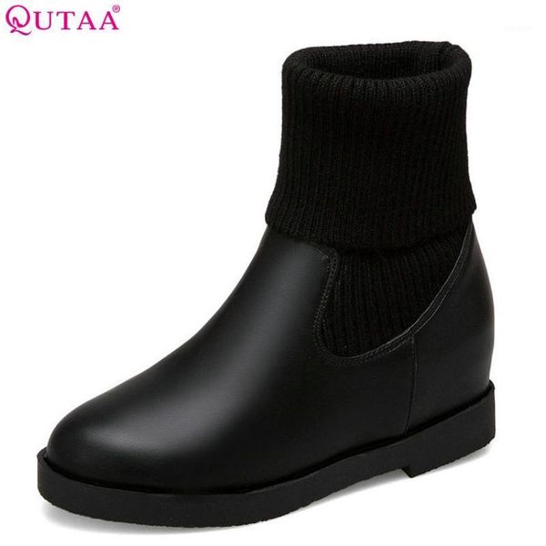 boots qutaa 2021 women ankle pu leather +knitting all match platform round toe black winter shoes big size 34-431
boots qutaa 2021 women ankle pu leather +knitting all match platform round toe black winter shoes big size 34-431
