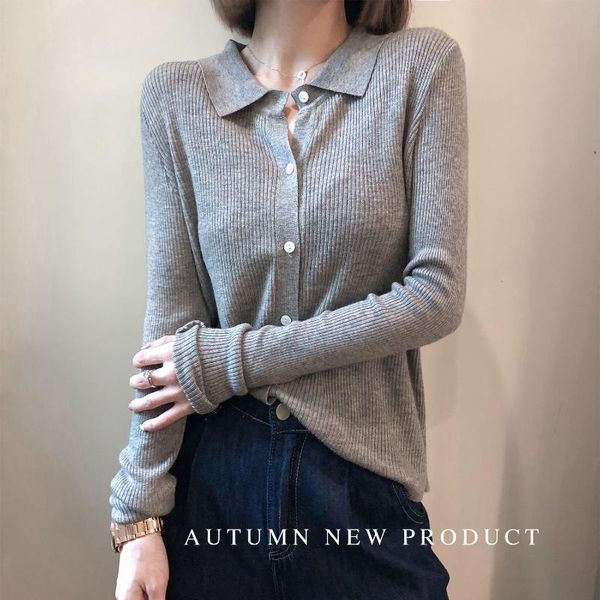 women's knits & tees 2021 autumn korean collar sweater slim solid color long-sleeved knitted cardiganfemale, White
women's knits & tees 2021 autumn korean collar sweater slim solid color long-sleeved knitted cardiganfemale, White