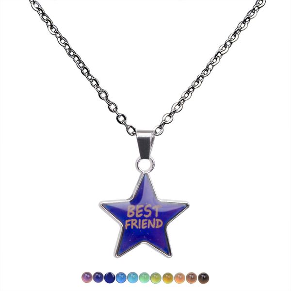 temperature control mood i love you happy 5 star pendant necklace color change women gift jewelry, Silver
temperature control mood i love you happy 5 star pendant necklace color change women gift jewelry, Silver