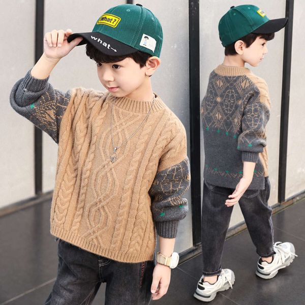 boys' sweater winter children's clothing 2020 new thickened warm top, Blue