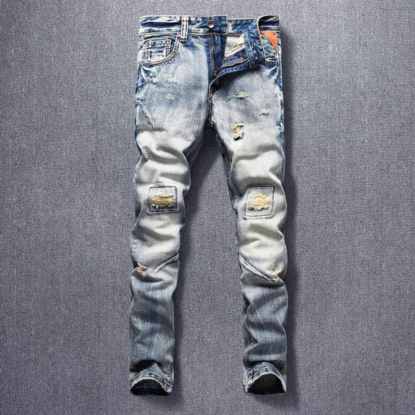 2021 new fashion streetwear men jeans retro wash slim fit casual ripped denim trousers patchwork designer hip hop pants arqv, Blue
2021 new fashion streetwear men jeans retro wash slim fit casual ripped denim trousers patchwork designer hip hop pants arqv, Blue