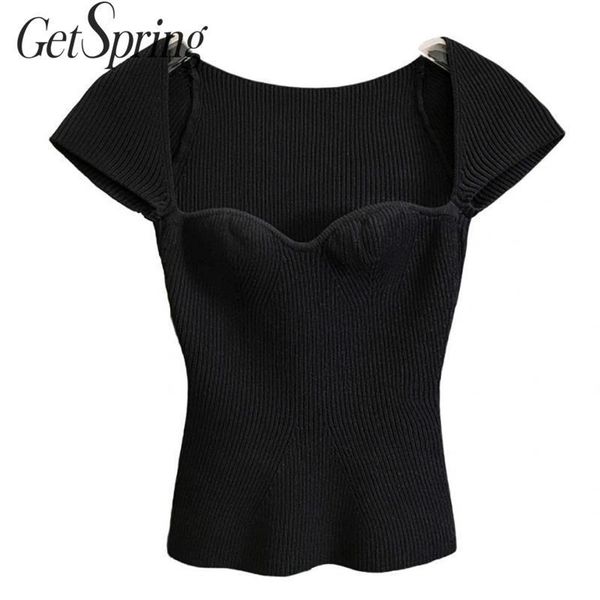 getspring women sweater square collar short sleeve pullovers women sweaters black white casual all match knitting lj200815, White;black
getspring women sweater square collar short sleeve pullovers women sweaters black white casual all match knitting lj200815, White;black