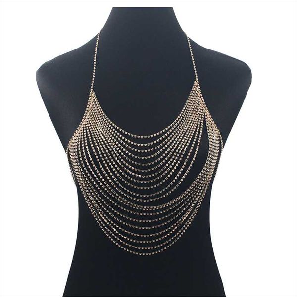 chains metal inlaid chest chain necklace women's beach dinner dress accessories body, Silver
chains metal inlaid chest chain necklace women's beach dinner dress accessories body, Silver