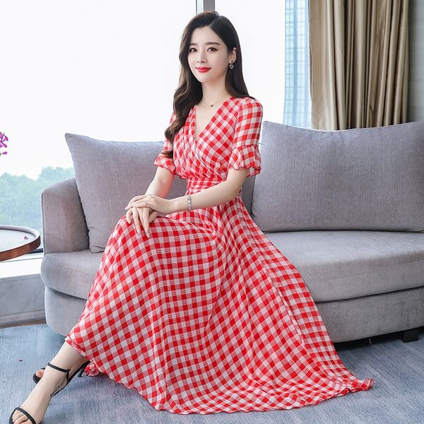 chequered chiffon summer girl 2019 with waistline dress dresslong skirt dress and long skirt over the knee eha7s, Black;gray
chequered chiffon summer girl 2019 with waistline dress dresslong skirt dress and long skirt over the knee eha7s, Black;gray