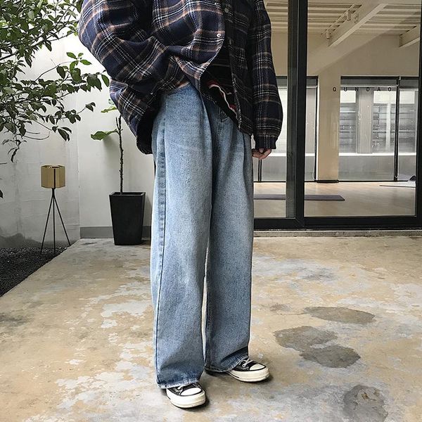 men's jeans male vintage fashion casual loose trouser men elastic waist straight wide leg denim pants streetwear hip hop harem, Blue
men's jeans male vintage fashion casual loose trouser men elastic waist straight wide leg denim pants streetwear hip hop harem, Blue