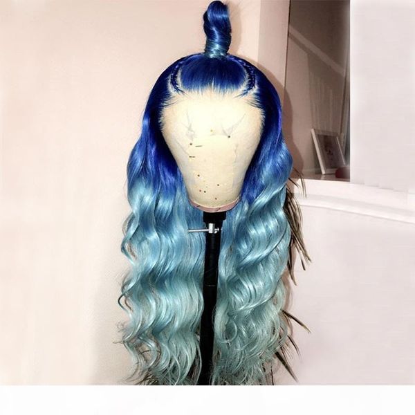 lace front human hair wig long ombre blue lace front wigs pre plucked 13x4 brazilian remy hair body wave front lace wigs, Black;brown 
lace front human hair wig long ombre blue lace front wigs pre plucked 13x4 brazilian remy hair body wave front lace wigs, Black;brown