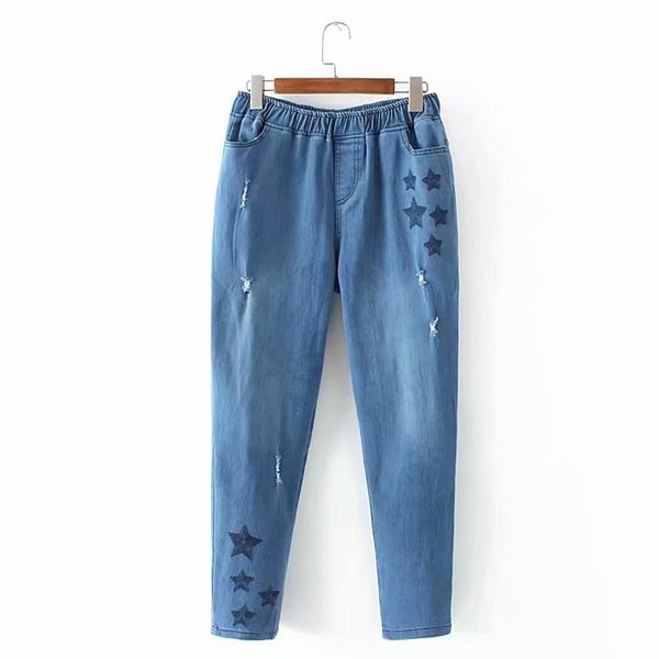 xl-3xl plus size women's stretchable embroidered star casual torn thin brim pants wjgc, Blue
xl-3xl plus size women's stretchable embroidered star casual torn thin brim pants wjgc, Blue