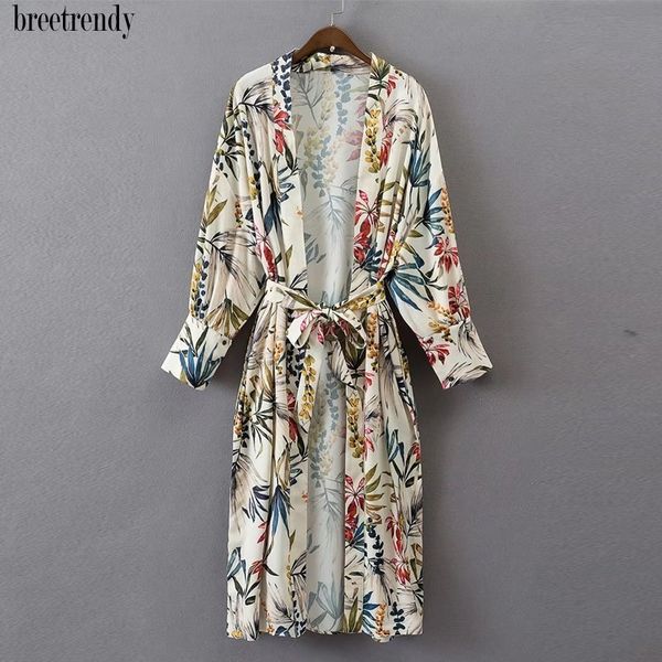new fashion women banboom flower print long design kimono jacket with sashes ladies autumn design side split streetwear y201012, Black;brown
new fashion women banboom flower print long design kimono jacket with sashes ladies autumn design side split streetwear y201012, Black;brown
