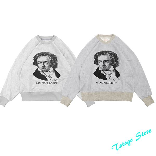 hip-hop casual loose kapital beethoven moon light sweatshirts men women vintage crewneck pullovers gray hoodie, Black 
hip-hop casual loose kapital beethoven moon light sweatshirts men women vintage crewneck pullovers gray hoodie, Black