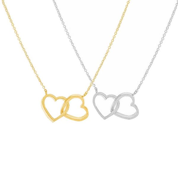 romantic couple heart pendant necklace for women stainless steel choker collier femme wedding jewelry valentine's day gift, Silver
romantic couple heart pendant necklace for women stainless steel choker collier femme wedding jewelry valentine's day gift, Silver