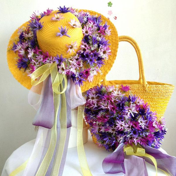 summer holiday vacation casual bohemia tote and hat women fashion straw beach bag colorful flower wave rattan handbag
summer holiday vacation casual bohemia tote and hat women fashion straw beach bag colorful flower wave rattan handbag