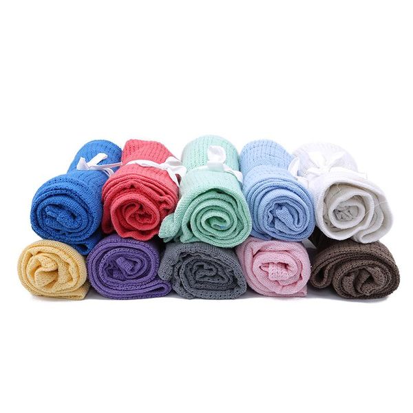 2020 Newborn Baby Blankets Super Soft Cotton Crochet Summer Candy Color Prop Crib Casual Sleeping Bed Supplies Hole Wrap