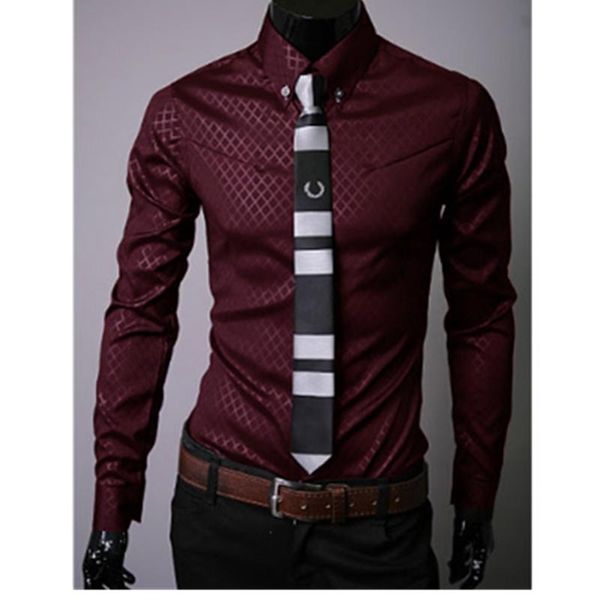 hirigin fashion men's luxury long sleeves shirt casual slim fit stylish dress shirts dark-grain rhombic shirt, White;black
hirigin fashion men's luxury long sleeves shirt casual slim fit stylish dress shirts dark-grain rhombic shirt, White;black