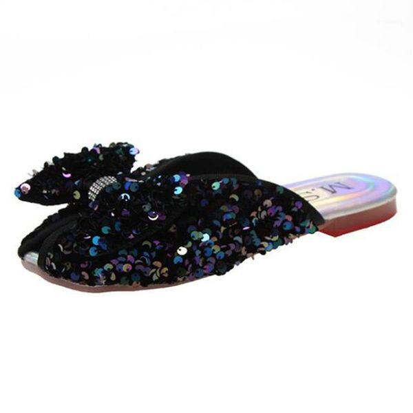ladies summer new bowknot baotou semi-slipper sandals casual fashion sequin slippers outdoor wear women's mueller shoes qq701, Black
ladies summer new bowknot baotou semi-slipper sandals casual fashion sequin slippers outdoor wear women's mueller shoes qq701, Black