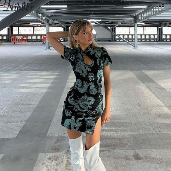 nibber elegant vintage traditional female slim cheongsam ropa mujer summer hollow out printing banquet tang suit mini dress1, Black;gray 
nibber elegant vintage traditional female slim cheongsam ropa mujer summer hollow out printing banquet tang suit mini dress1, Black;gray