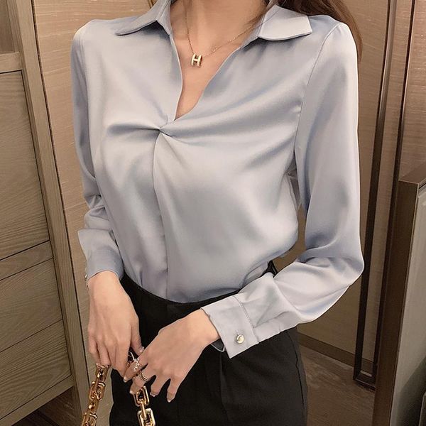 2021 spring women solid slim v-neck chiffon blouse office lady elegant full sleeve white shirt casual korean style t0d112t
2021 spring women solid slim v-neck chiffon blouse office lady elegant full sleeve white shirt casual korean style t0d112t