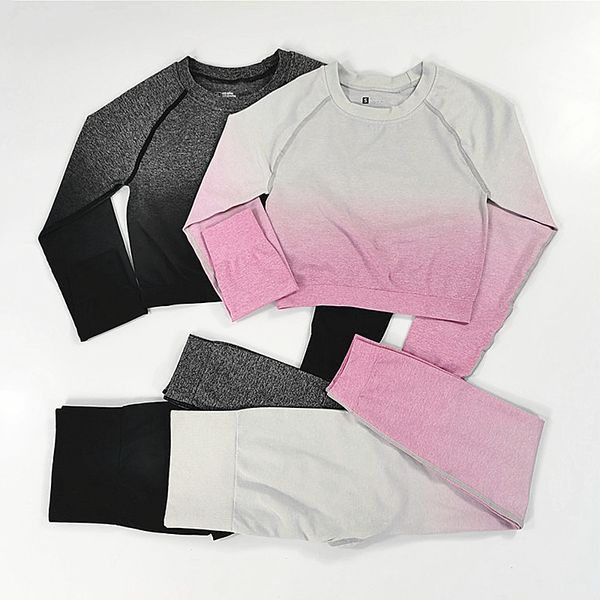 dip dye seamless sport set women female two piece 2pcs crop t-shirt leggings workout outfit gym wear fitness suit yoga set y1225, Gray
dip dye seamless sport set women female two piece 2pcs crop t-shirt leggings workout outfit gym wear fitness suit yoga set y1225, Gray