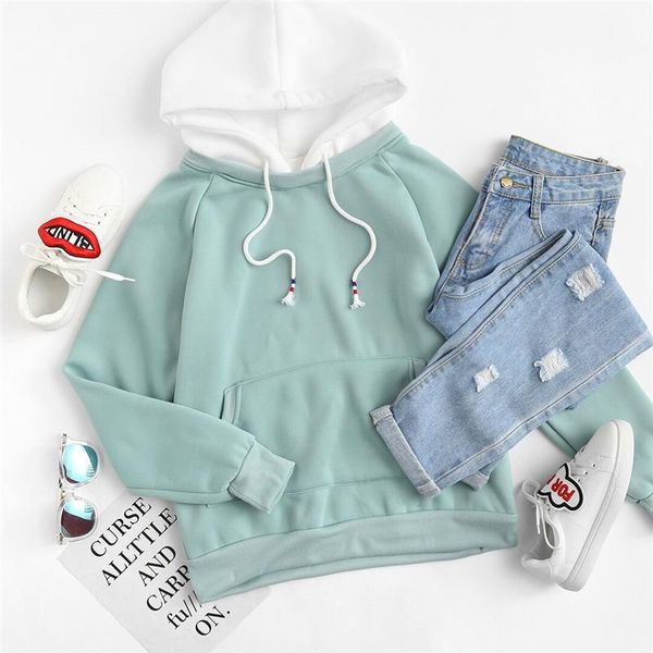 2019 pale green hoodie women raglan long sleeve cute contrast hooded sweatshirt fall pocket drawstring hoodies pullover1, Black
2019 pale green hoodie women raglan long sleeve cute contrast hooded sweatshirt fall pocket drawstring hoodies pullover1, Black