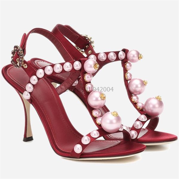 sandals woman sandal pearl peep toe summer t strap high heels wedding party shoes, Black 
sandals woman sandal pearl peep toe summer t strap high heels wedding party shoes, Black