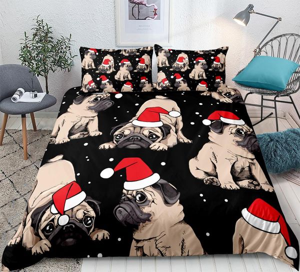 christmas pug duvet cover set cute dog pattern bedding set 3-piece for kids bedding set black home textiles for boy girl
christmas pug duvet cover set cute dog pattern bedding set 3-piece for kids bedding set black home textiles for boy girl