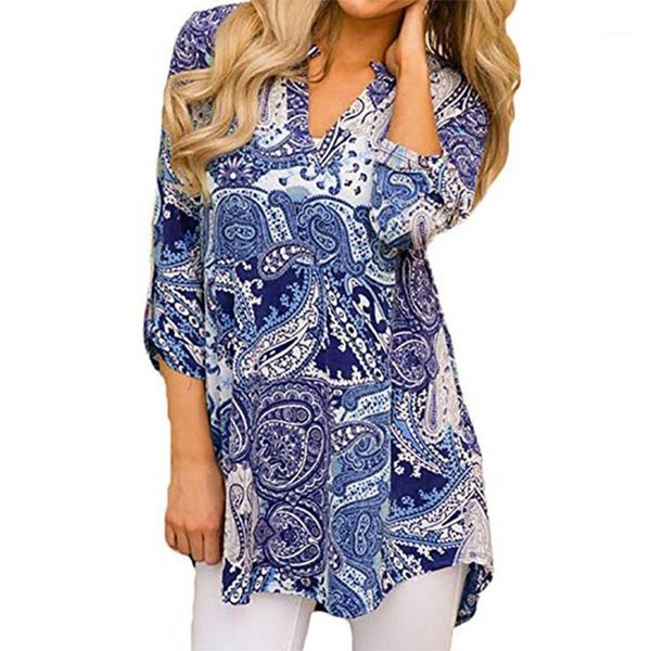 large sizes irregular loose womens blouse shirt blue printed v neck three quarter sleeves long ladies blouse clothing1, White
large sizes irregular loose womens blouse shirt blue printed v neck three quarter sleeves long ladies blouse clothing1, White