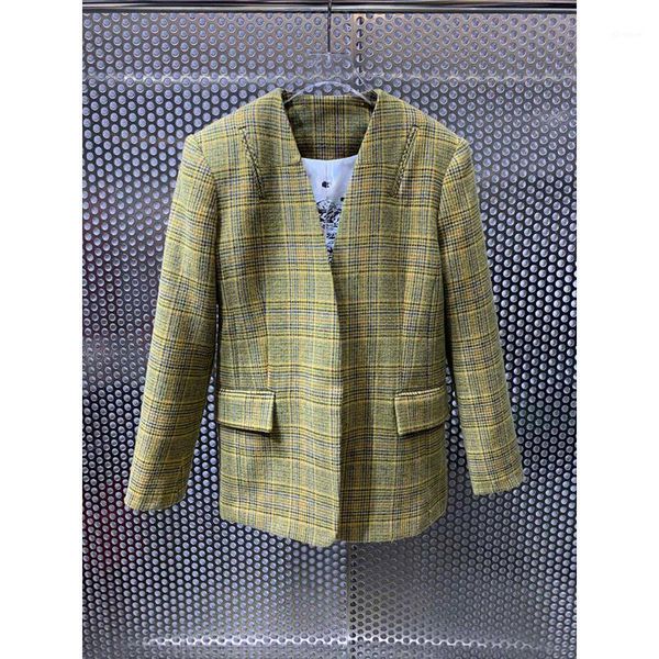 10.11 2020 autumn winter new fashion high end custom wool blazer coat women temperament vintage v-neck plaid outerwear1, White;black
10.11 2020 autumn winter new fashion high end custom wool blazer coat women temperament vintage v-neck plaid outerwear1, White;black
