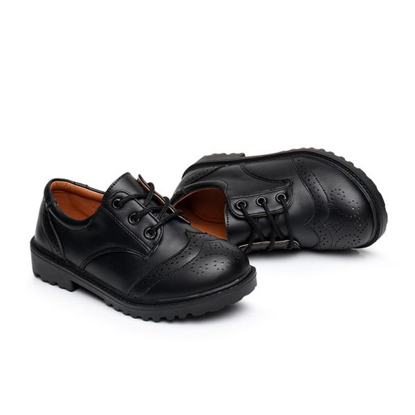 children kids black white school student performance british casual laces soft leather shoes size 26 to 42, Black;red
children kids black white school student performance british casual laces soft leather shoes size 26 to 42, Black;red