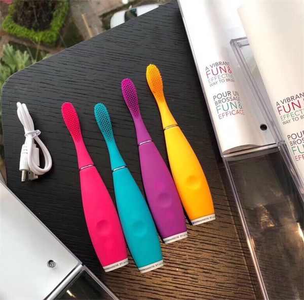 

DHL Free Ship Hot Brand Mini Electric Toothbrush USB Silicone Electric Toothbrush Waterproof Brush 4colors Vibrant Dental Cleaning Tool