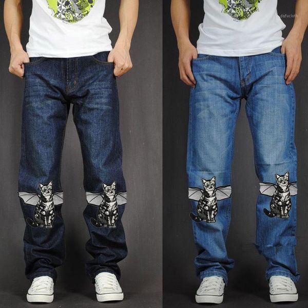 men's long pants baggy loose fit jeans rap hip hop skate denim trousers straight stretch casual trousers cat embroidery1, Blue
men's long pants baggy loose fit jeans rap hip hop skate denim trousers straight stretch casual trousers cat embroidery1, Blue