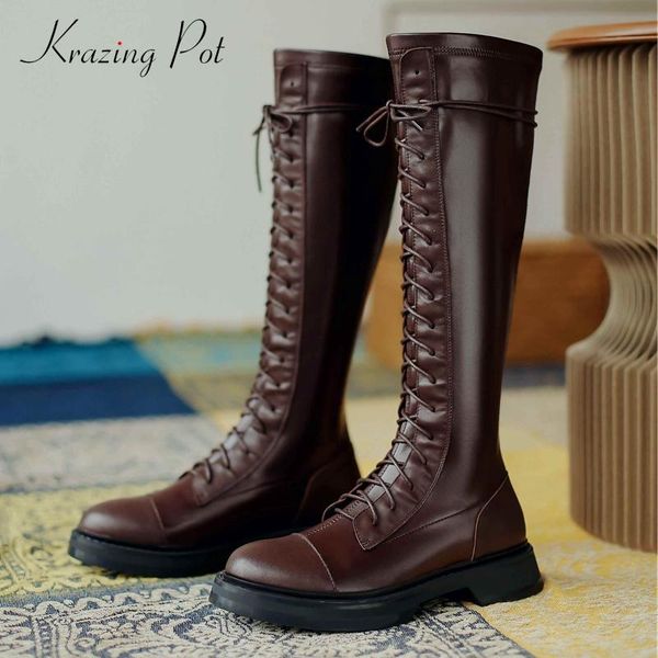 krazing pot equestrian boots real cow leather leisure large size round toe thick med heel lace up daily wear knee-high boots l90, Black
krazing pot equestrian boots real cow leather leisure large size round toe thick med heel lace up daily wear knee-high boots l90, Black